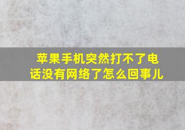 苹果手机突然打不了电话没有网络了怎么回事儿