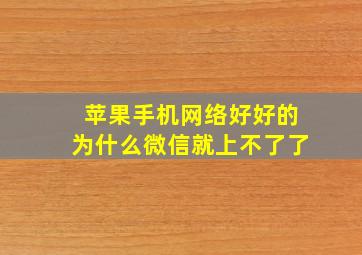 苹果手机网络好好的为什么微信就上不了了