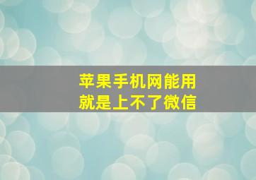 苹果手机网能用就是上不了微信