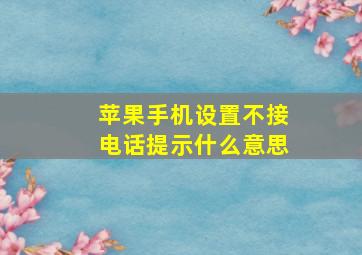 苹果手机设置不接电话提示什么意思