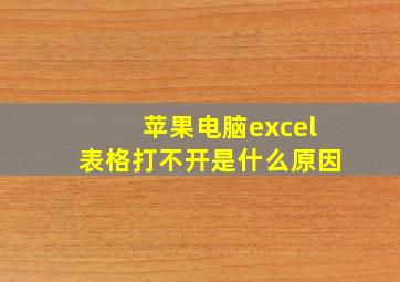 苹果电脑excel表格打不开是什么原因