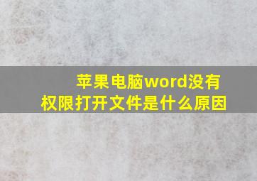 苹果电脑word没有权限打开文件是什么原因