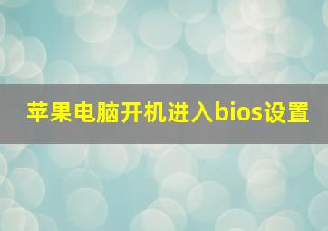 苹果电脑开机进入bios设置