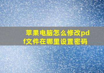 苹果电脑怎么修改pdf文件在哪里设置密码