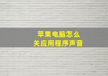 苹果电脑怎么关应用程序声音