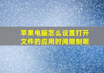 苹果电脑怎么设置打开文件的应用时间限制呢