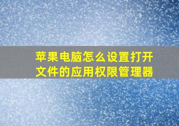 苹果电脑怎么设置打开文件的应用权限管理器