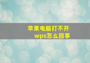 苹果电脑打不开wps怎么回事