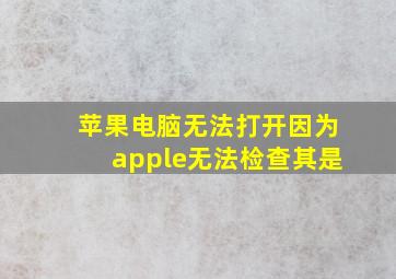 苹果电脑无法打开因为apple无法检查其是