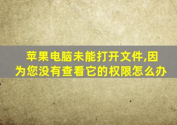 苹果电脑未能打开文件,因为您没有查看它的权限怎么办