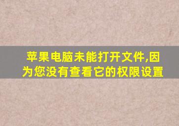 苹果电脑未能打开文件,因为您没有查看它的权限设置