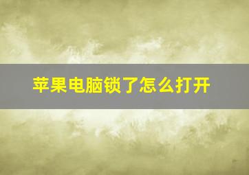 苹果电脑锁了怎么打开