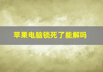 苹果电脑锁死了能解吗