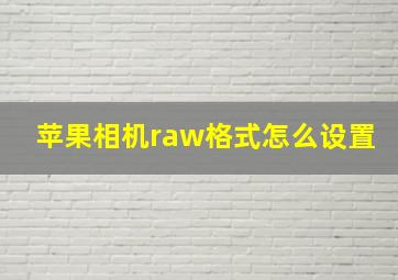 苹果相机raw格式怎么设置