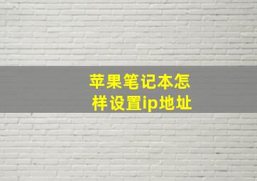 苹果笔记本怎样设置ip地址