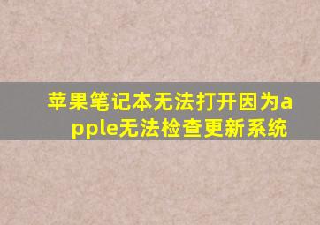 苹果笔记本无法打开因为apple无法检查更新系统