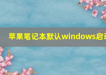 苹果笔记本默认windows启动