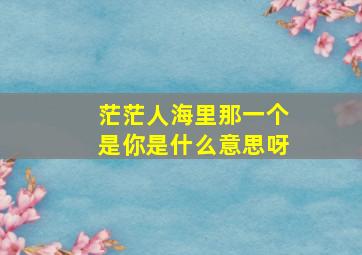 茫茫人海里那一个是你是什么意思呀