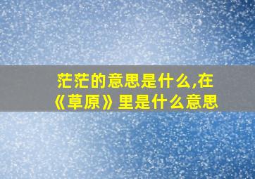 茫茫的意思是什么,在《草原》里是什么意思