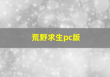 荒野求生pc版