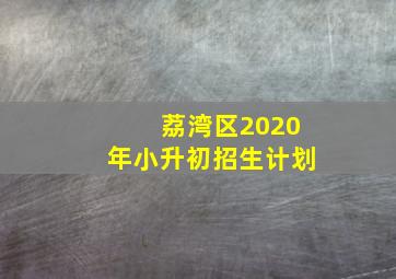 荔湾区2020年小升初招生计划