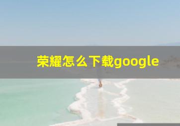 荣耀怎么下载google