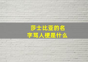 莎士比亚的名字骂人梗是什么