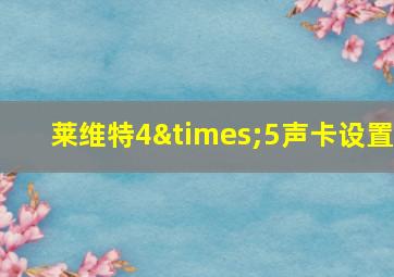 莱维特4×5声卡设置