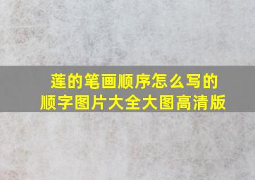 莲的笔画顺序怎么写的顺字图片大全大图高清版