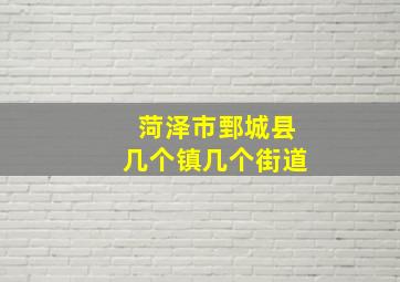 菏泽市鄄城县几个镇几个街道