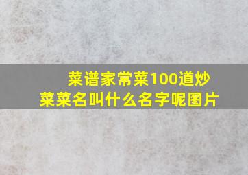 菜谱家常菜100道炒菜菜名叫什么名字呢图片