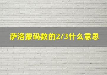 萨洛蒙码数的2/3什么意思