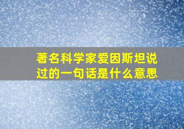 著名科学家爱因斯坦说过的一句话是什么意思