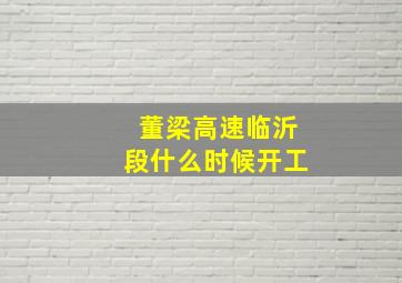 董梁高速临沂段什么时候开工