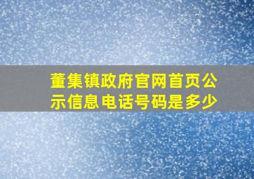 董集镇政府官网首页公示信息电话号码是多少