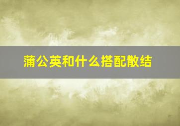 蒲公英和什么搭配散结