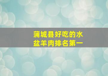 蒲城县好吃的水盆羊肉排名第一