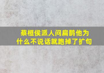 蔡桓侯派人问扁鹊他为什么不说话就跑掉了扩句