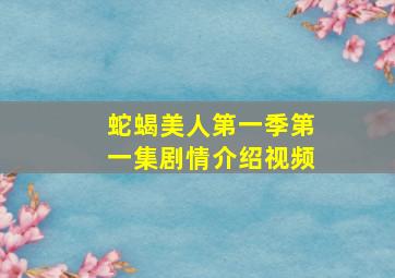 蛇蝎美人第一季第一集剧情介绍视频