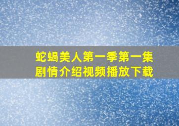 蛇蝎美人第一季第一集剧情介绍视频播放下载