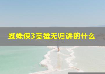 蜘蛛侠3英雄无归讲的什么