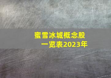 蜜雪冰城概念股一览表2023年