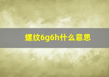 螺纹6g6h什么意思