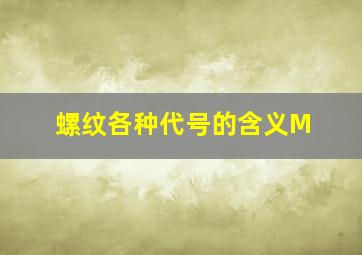 螺纹各种代号的含义M