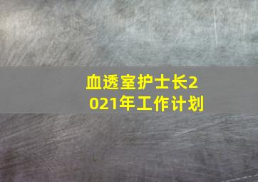 血透室护士长2021年工作计划