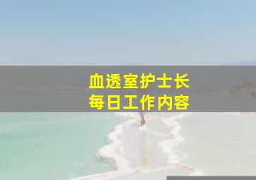 血透室护士长每日工作内容