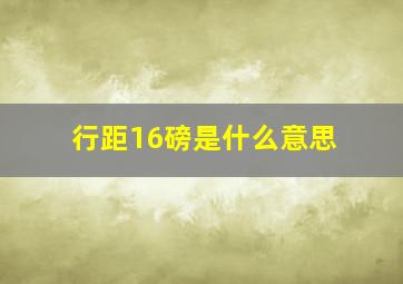 行距16磅是什么意思