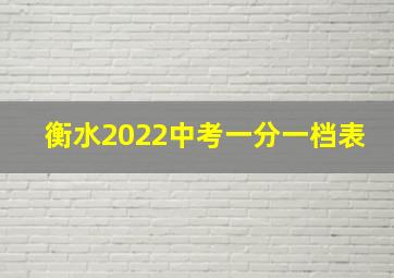 衡水2022中考一分一档表