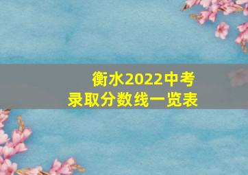 衡水2022中考录取分数线一览表