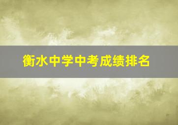 衡水中学中考成绩排名